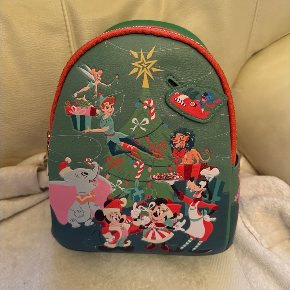 Loungefly glow in dark Disney christmas backpack with tags